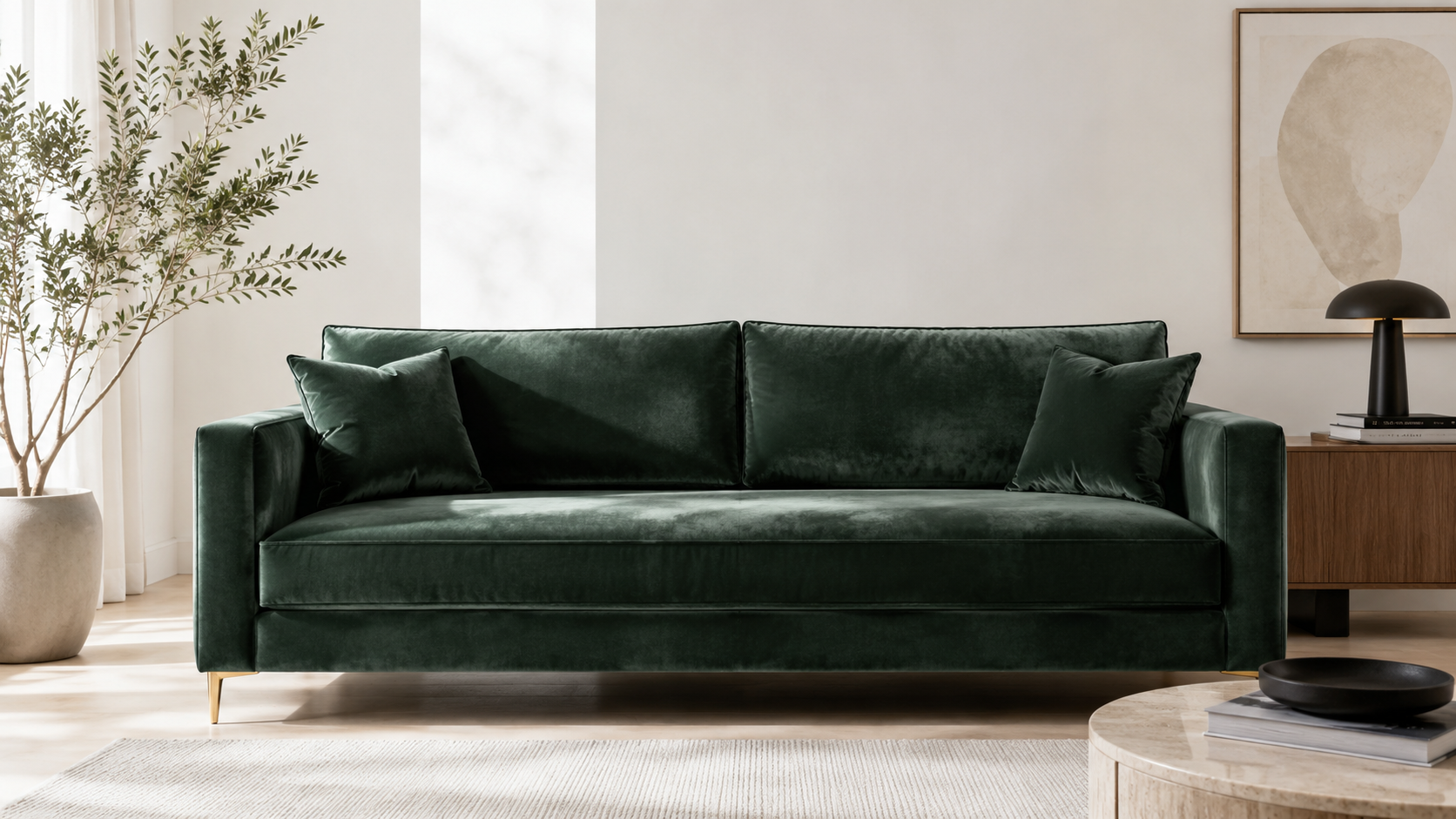 Jade Velvet Sofa Living Room Statement